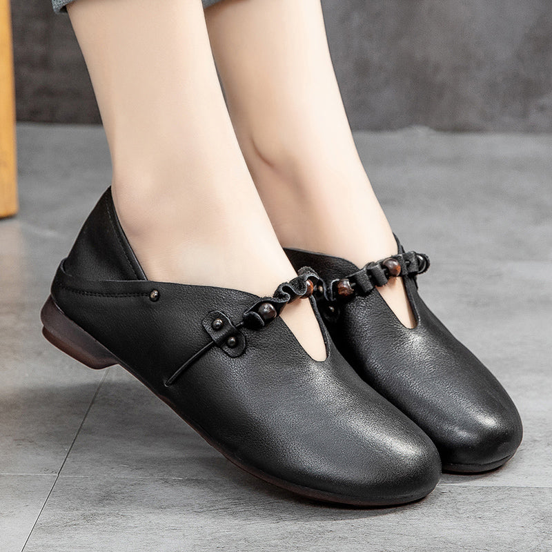 Spring Summer Retro Soft Leather Handmade Casual Shoes