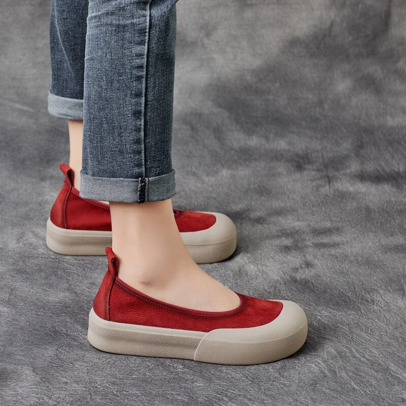 Spring Summer Soft Leather Flat Casual Shoes