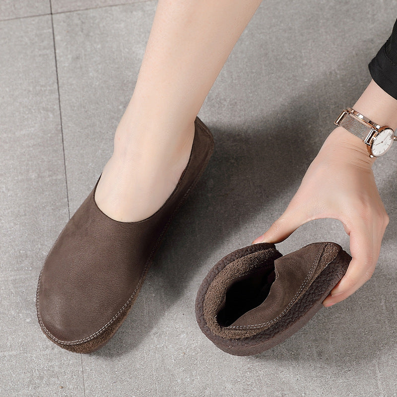 Spring Summer Women Retro Leather Flat Casual Shoes