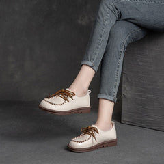 Summer Autumn Retro Leather Casual Shoes For Women