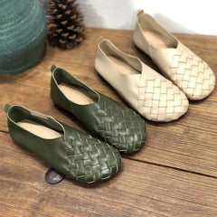 Summer Handmade Plaited Leather Flat Casual Shoes