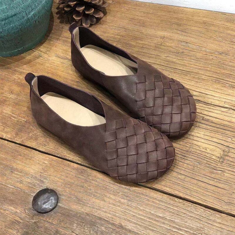 Summer Handmade Plaited Leather Flat Casual Shoes