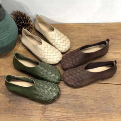 Summer Handmade Plaited Leather Flat Casual Shoes