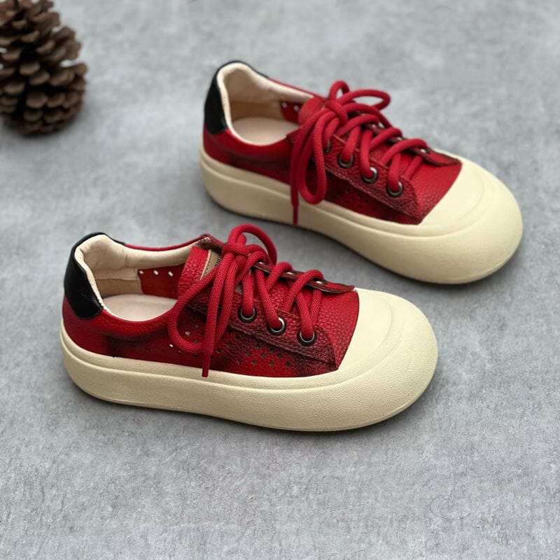 Summer Handmade Retro Hollow Leather Casual Shoes