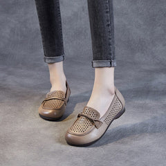 Summer Hollow Leather Soft Flat Casual Shoes