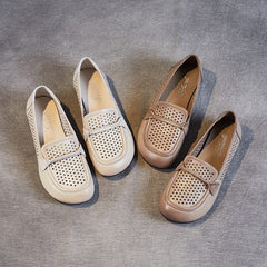 Summer Hollow Leather Soft Flat Casual Shoes