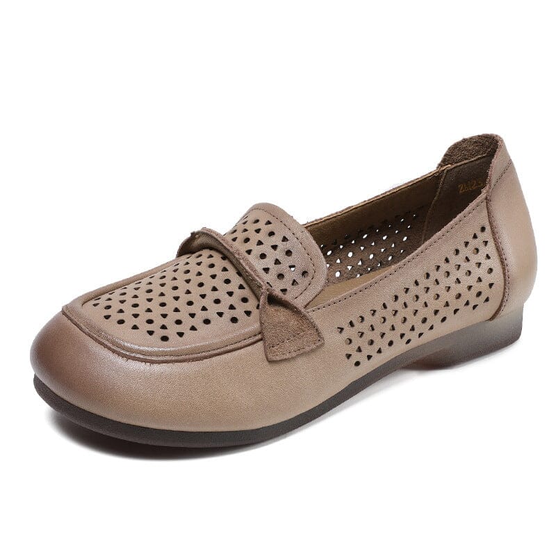 Summer Hollow Leather Soft Flat Casual Shoes