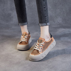 Summer Hollow Leather Thick Soled Casual Shoes