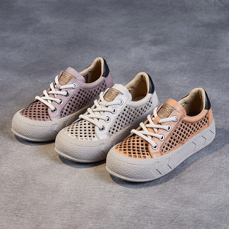 Summer Hollow Leather Thick Soled Casual Shoes