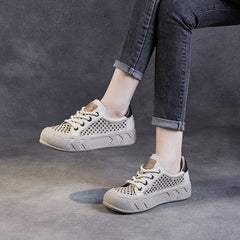 Summer Hollow Leather Thick Soled Casual Shoes