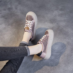 Summer Hollow Leather Thick Soled Casual Shoes