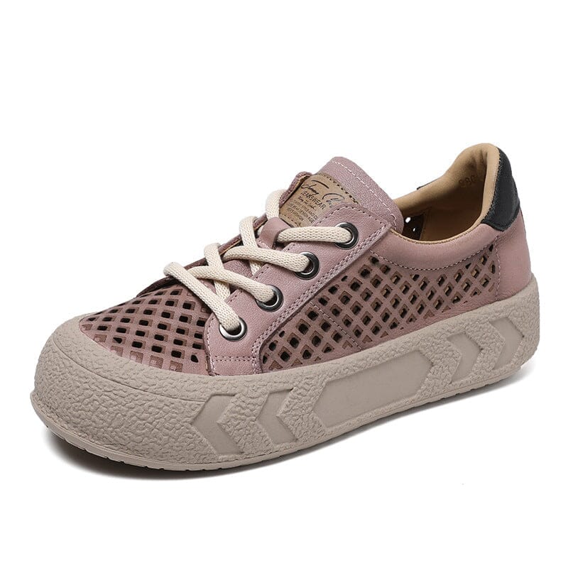 Summer Hollow Leather Thick Soled Casual Shoes