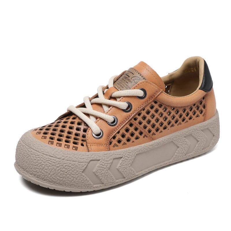 Summer Hollow Leather Thick Soled Casual Shoes