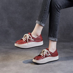 Summer Hollow Leather Thick Soled Casual Shoes