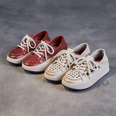 Summer Hollow Leather Thick Soled Casual Shoes