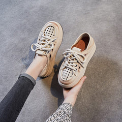 Summer Hollow Leather Thick Soled Casual Shoes