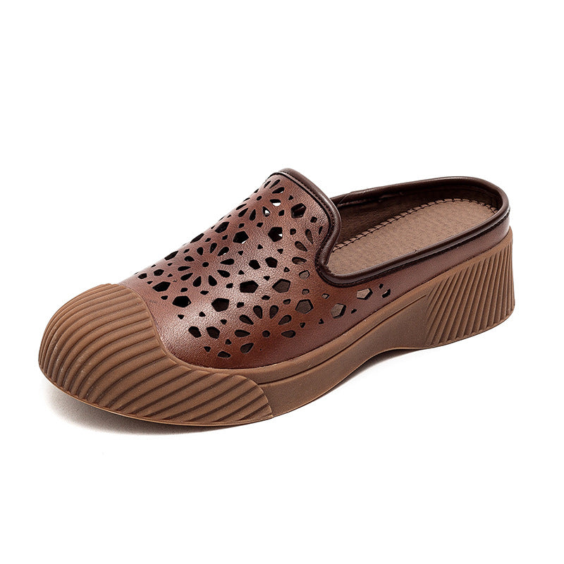 Summer Hollow Leather Women Vintage Casual Shoes