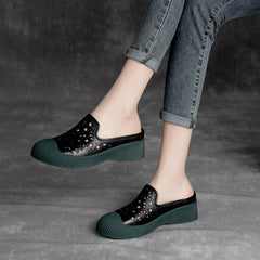 Summer Hollow Leather Women Vintage Casual Shoes