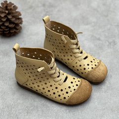 Summer Hollow Out Leather Women Vintage Boots