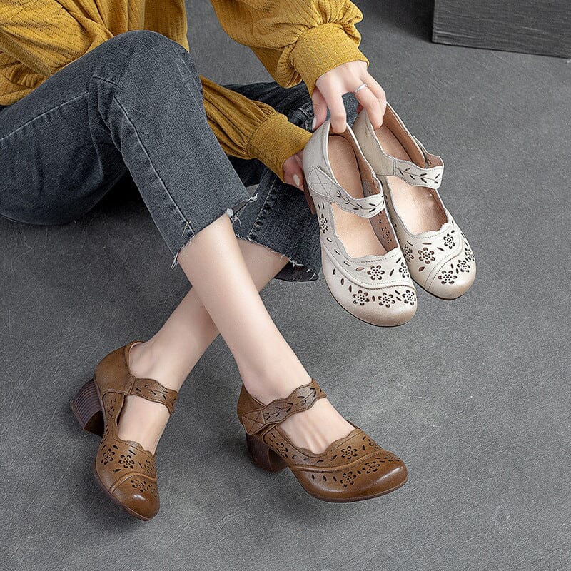 Summer Retro Hollow Heels Casual Shoes