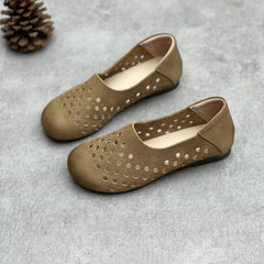 Summer Retro Hollow Leather Flat Casual Shoes