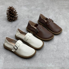 Summer Retro Hollow Leather Flat Casual Shoes