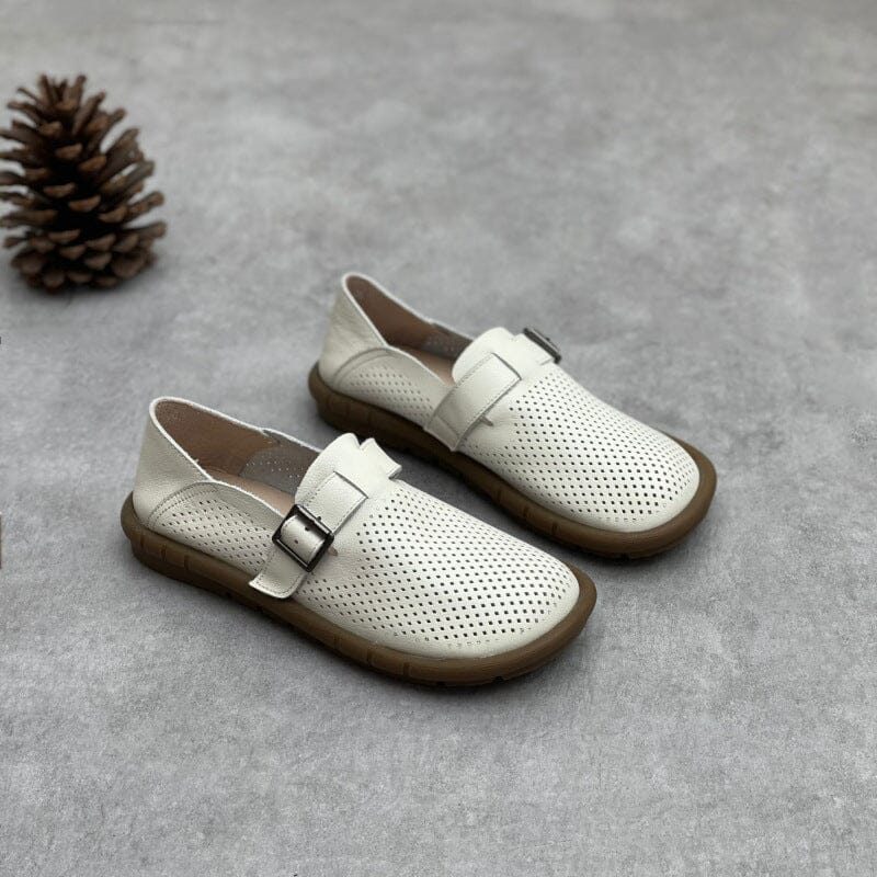 Summer Retro Hollow Leather Flat Casual Shoes