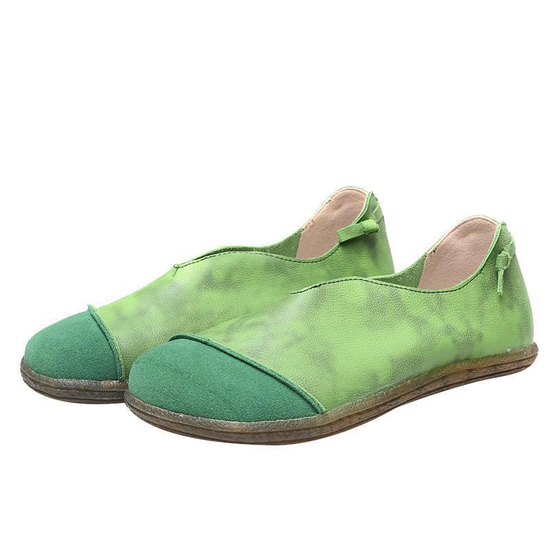 Summer Retro Leather Flat Soft Women Shoes 35-42