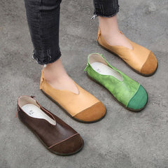 Summer Retro Leather Flat Soft Women Shoes 35-42