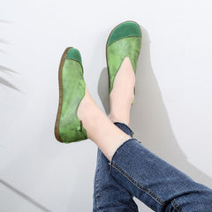 Summer Retro Leather Flat Soft Women Shoes 35-42