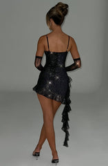 Sunshine Serenade Mini Dress-Black Sparkle