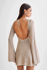 Taupe Twilight Sequin Mini Dress