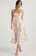 Tiana Midi Dress - Rose Print