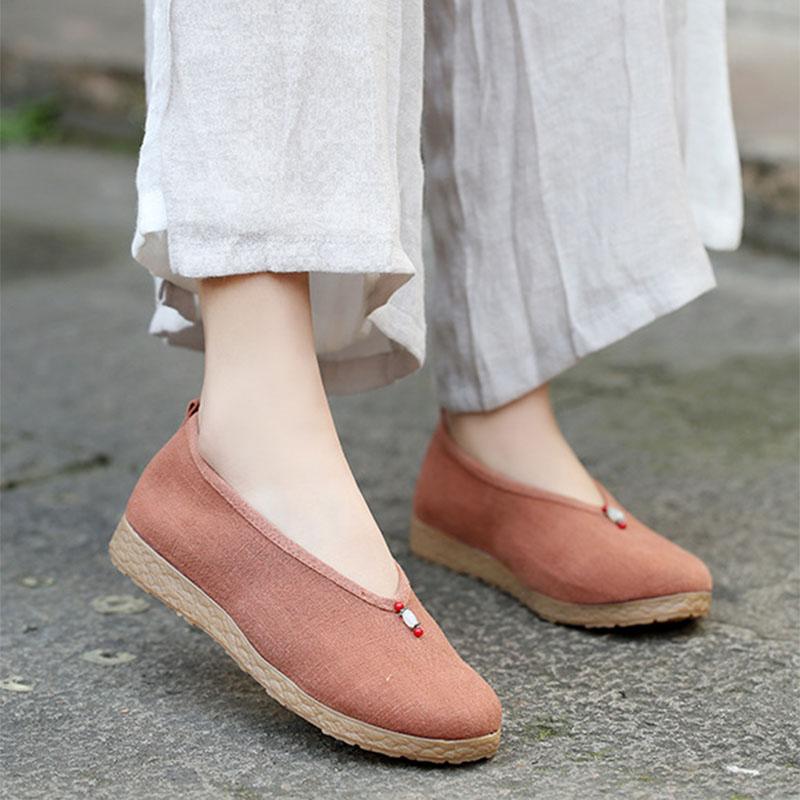 Vintage Flat Cotton Line Canvas Casual Shoes