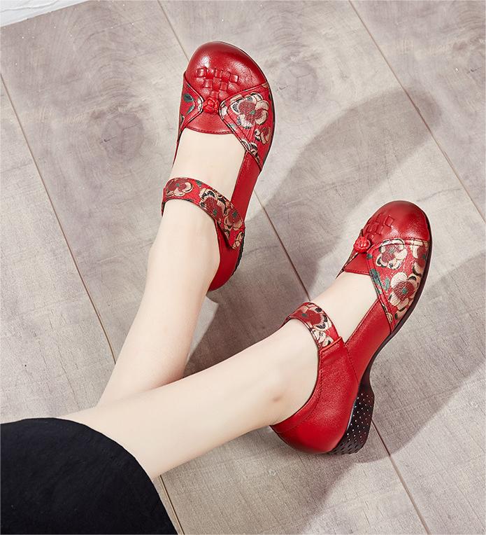 Vintage Floral Woven Leather Shoes