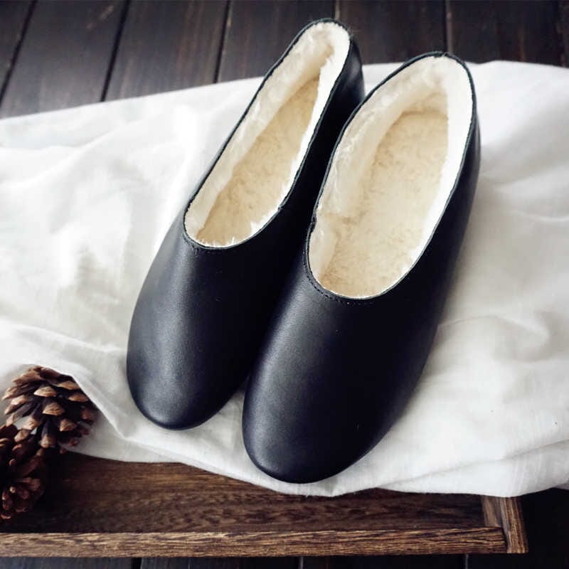 Winter Retro Handmade Leather Furred Casual Shoes