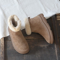 Winter Retro Minimalist Leather Furred Snow Boots