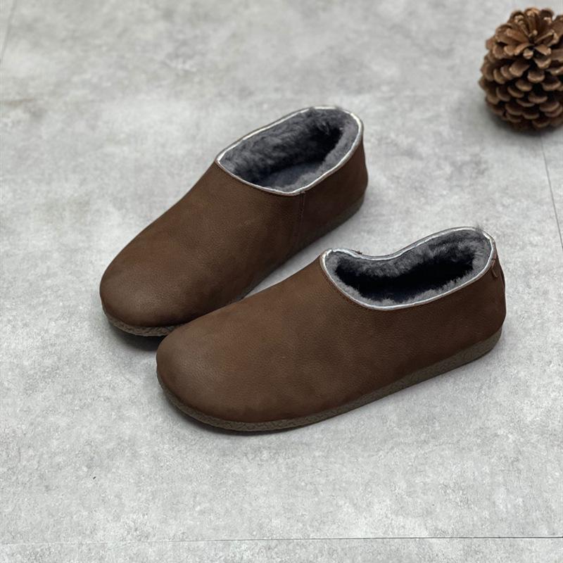 Winter Retro Soft Leather Fur Casual Shoes