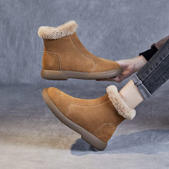 Winter Retro Suede Furred Flat Snow Boots