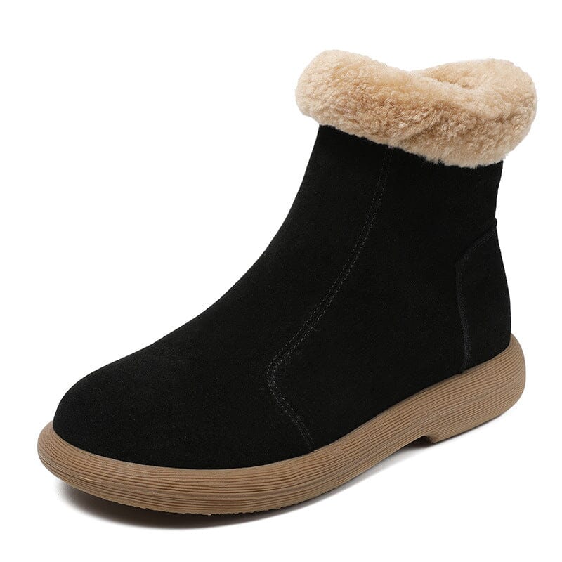 Winter Retro Suede Furred Flat Snow Boots