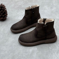 Winter Retro Suede Leather Furred Boots