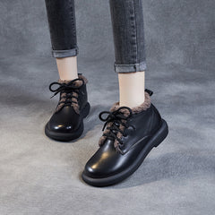 Winter Retro Woolen Soft Leather Ankle Flat Boots