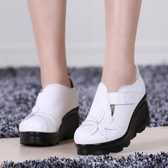 Winter Spring And Autumn Retro Ethnic Leather Platform Shoes