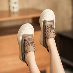 Women Autumn Fashion Leather Flat Casual Shoes