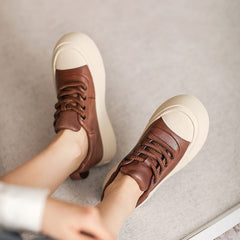 Women Autumn Fashion Leather Flat Casual Shoes