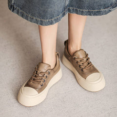 Women Autumn Fashion Leather Flat Casual Shoes