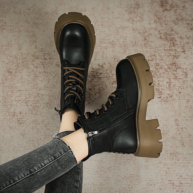 Women Autumn Leather Fashion Casual Boots