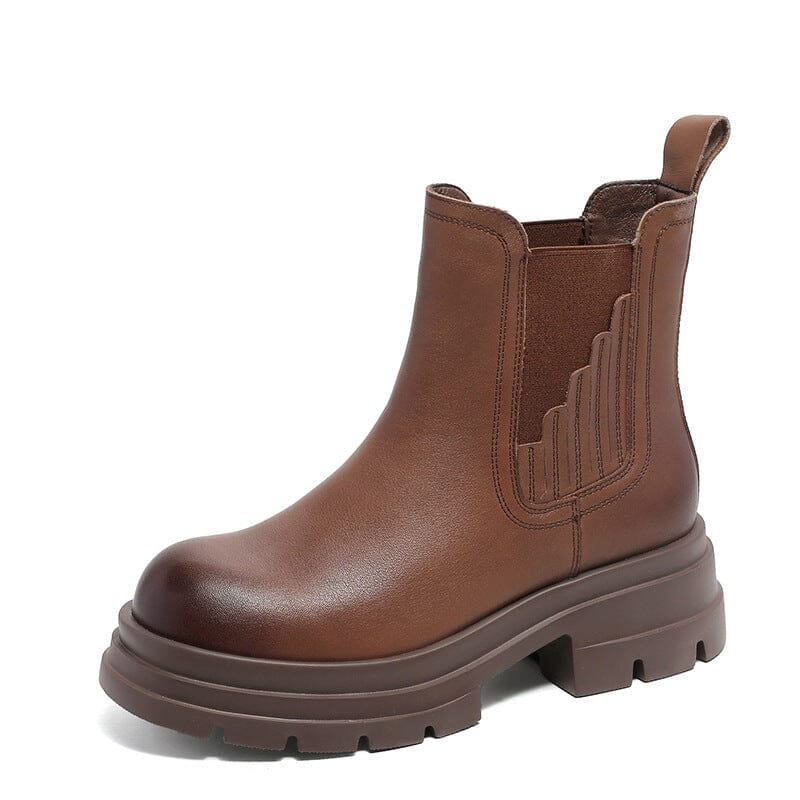 Women Autumn Leather Thick Soled Boots