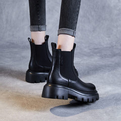 Women Autumn Minimalist Leather Platform Boots