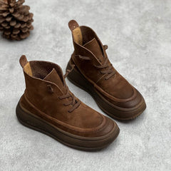 Women Autumn Retro Casual Frosted Leather Boots